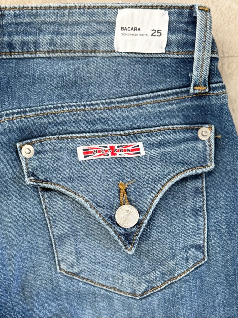 HUDSON BACARA CROP STRAIGHT CUFFED Jeans Denim WOMENS Blue Falls Slim Size 25 - Picture 8 of 8